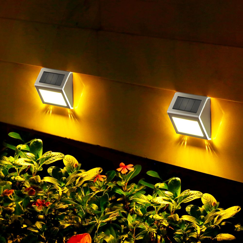 2 pcs/lot solar small stair light wall light Outdoor garden landscape decoration garden stair step wall light waterproof switch High brightness LED light 304 stainless steel +ABS+PC warm light